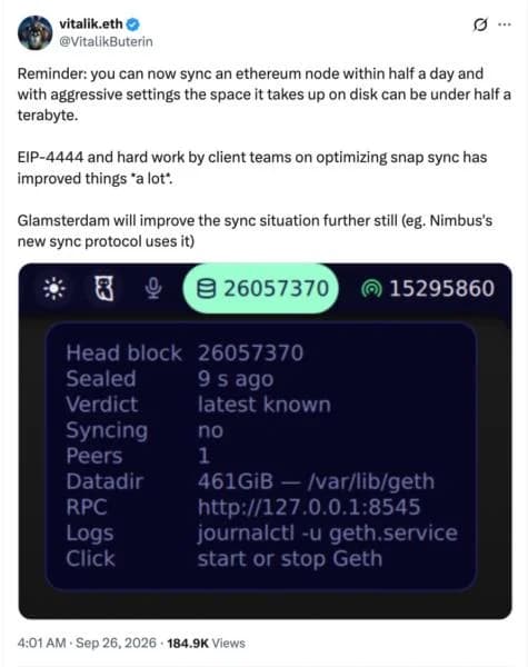 AI Boom Effect: Running Ethereum at Home Is Now Easier Than Ever, Vitalik Confirms