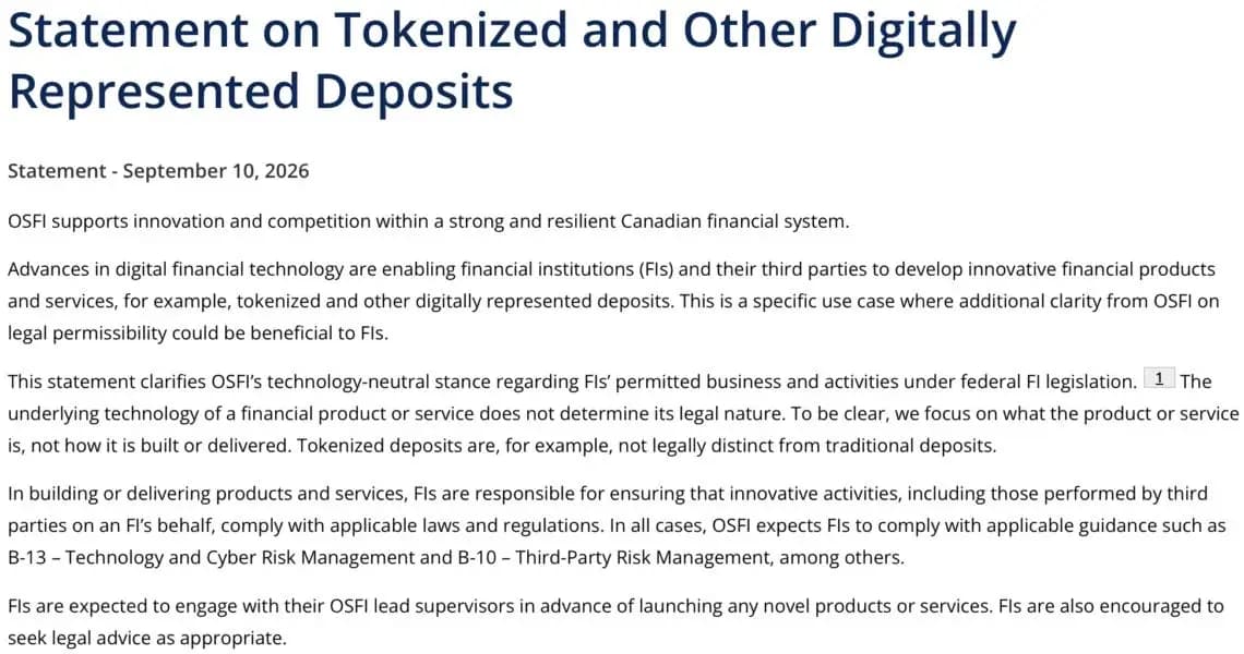 Canada’s six largest banks explore tokenized Canadian dollar deposits