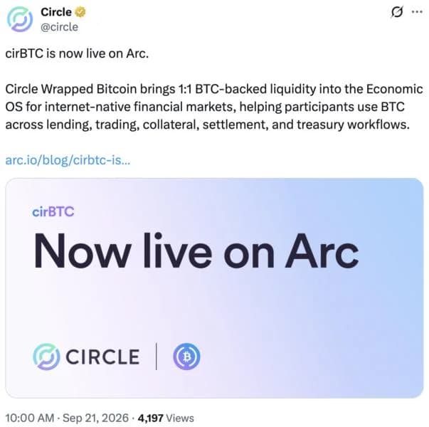 Circle launches Bitcoin-backed USDC borrowing for institutional clients