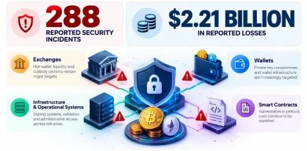 Crypto Hacks 2026: 288 Attacks and $2.2B Lost