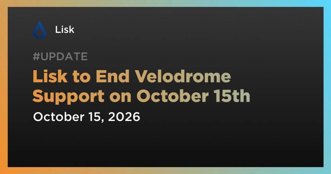 Lisk to End Velodrome Support on October 15th