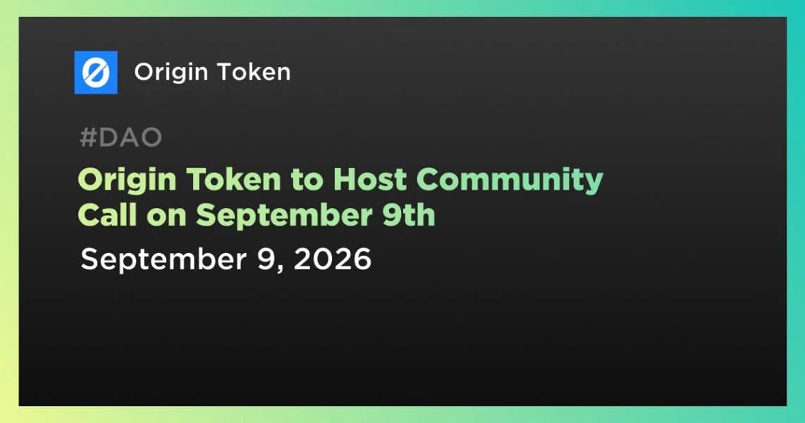 Origin Token to Host Community Call on September 9th