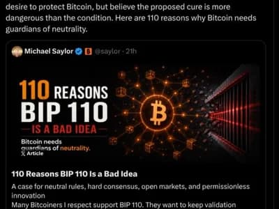 Saylor turns up heat with ‘110 reasons’ why BIP-110 is a bad idea