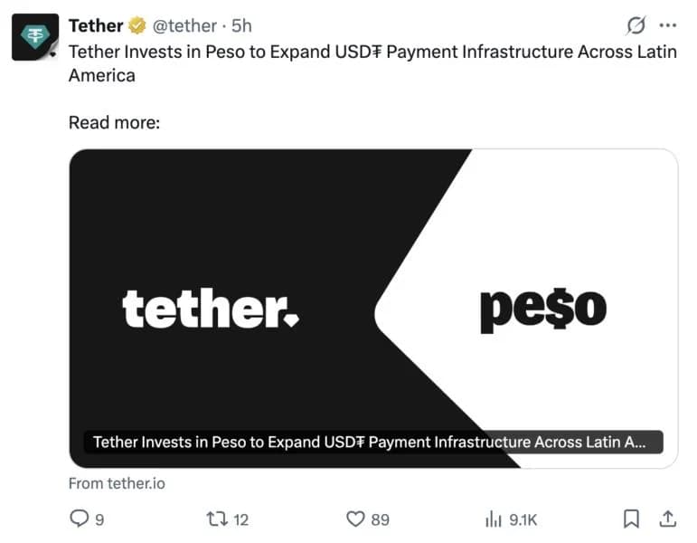 Tether backs Bolivian fintech bringing USDT payments to food delivery and banking