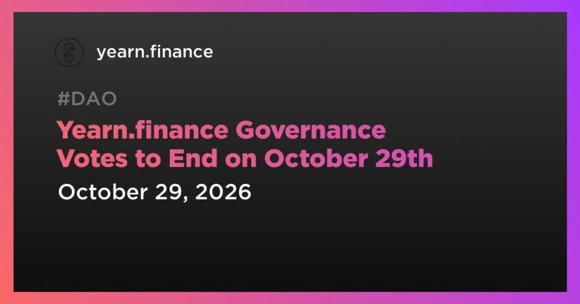 Yearn.finance Governance Votes to End on October 29th
