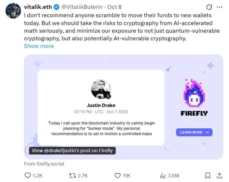 AI Could Weaken Ethereum Security as Cryptographic Risks Grow, Vitalik Buterin Warns