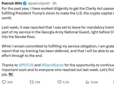 Patrick Witt defers military training as CLARITY heads to Senate
