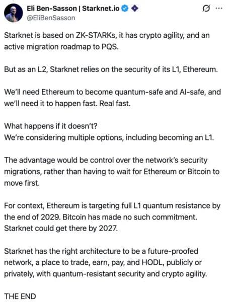 STRK Extends Rally After StarkWare CEO Warns 'Quantum Threat May Be Much Closer Than We Think'