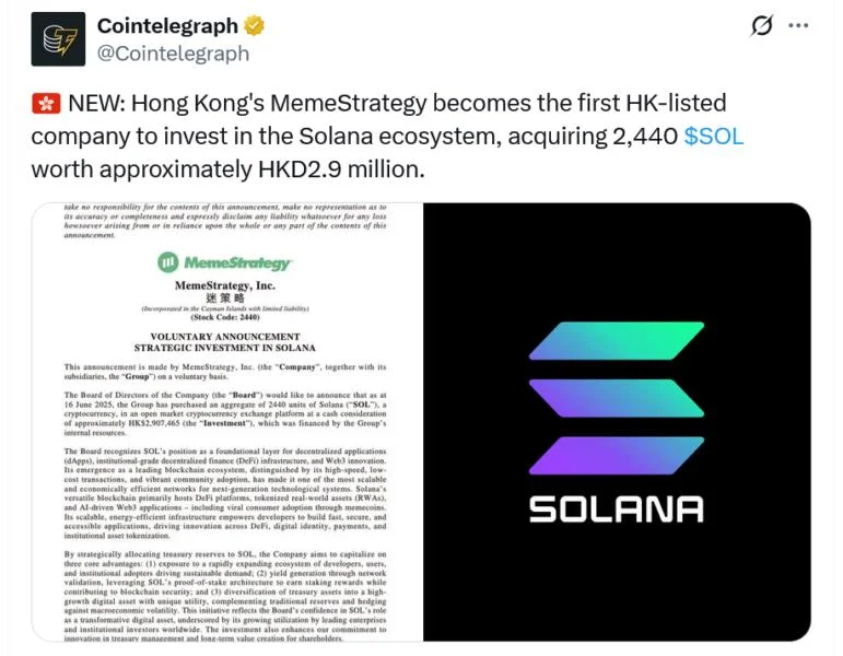 9GAG founder’s MemeStrategy gains 29% after first Solana buy