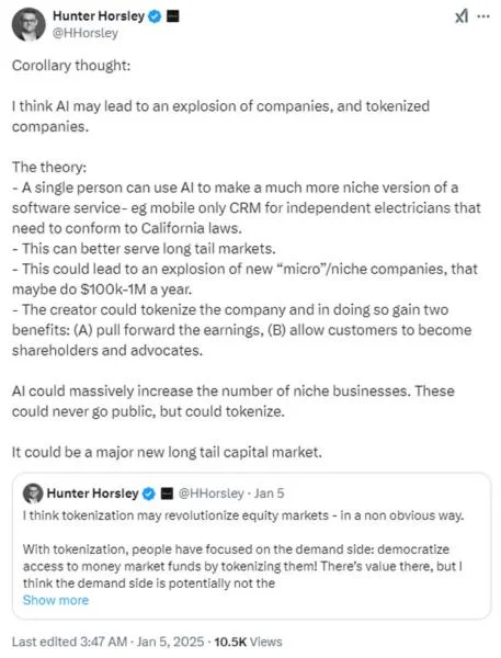 AI, tokenization to usher ‘new long-tail capital market’ in 2025: Bitwise