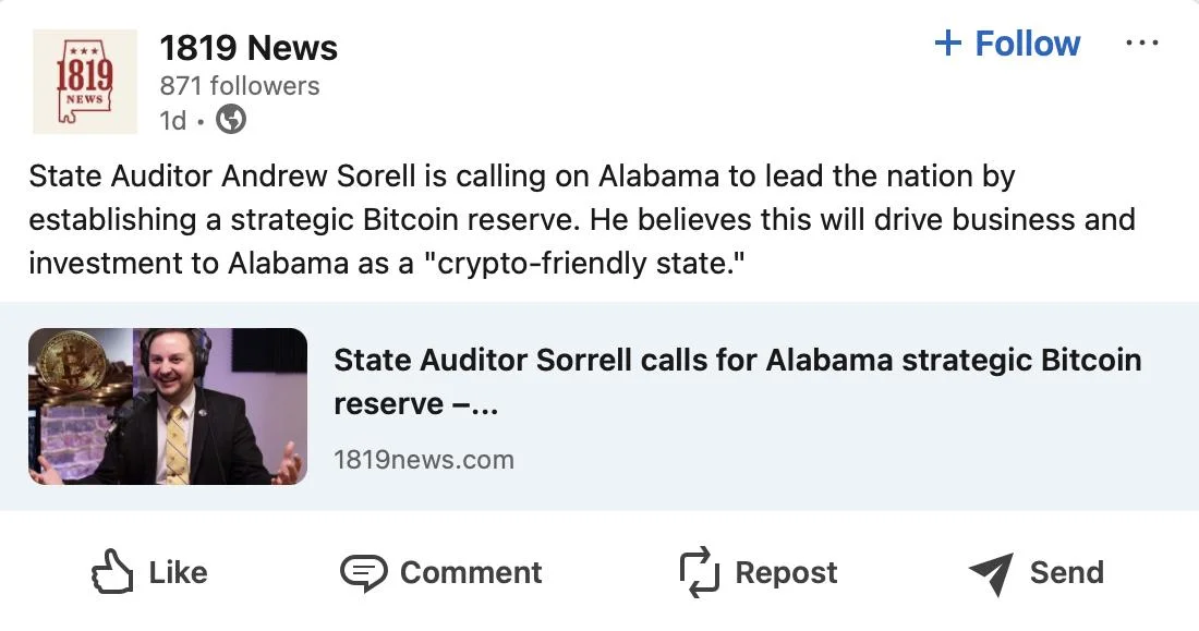  Alabama should establish Bitcoin reserve, says state auditor 