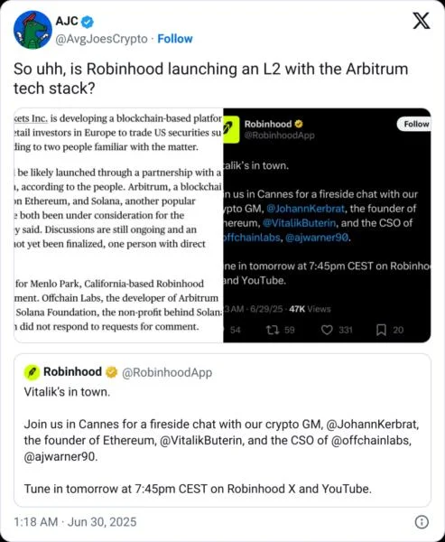 Arbitrum jumps 17% on speculation of partnership with Robinhood