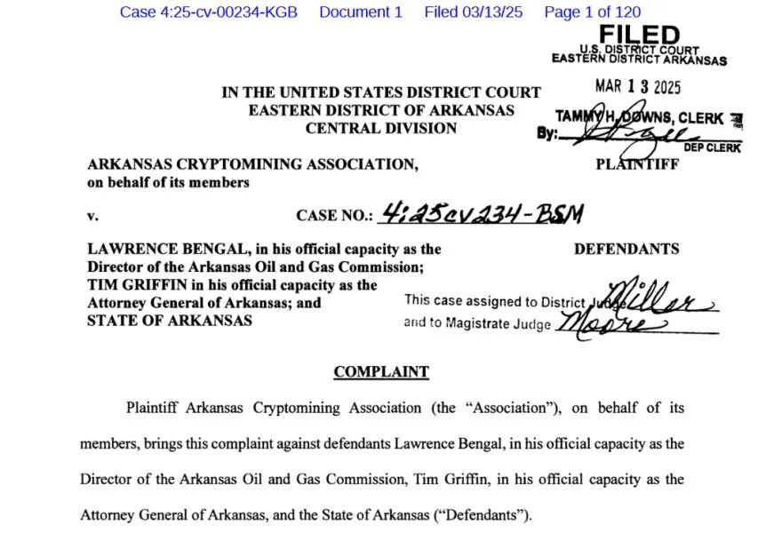 Association seeks to overturn Arkansas law aimed at foreign crypto miners