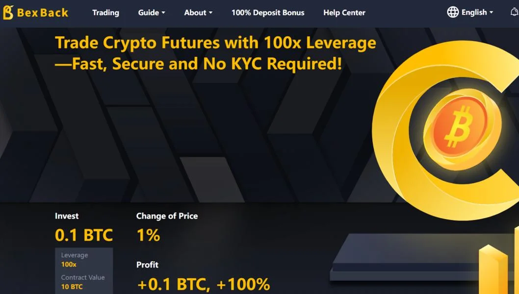 BexBack Exchange Announces Latest 100x Leverage, No KYC, 100% Deposit Bonus – Bringing Crypto Trading Back to Basics