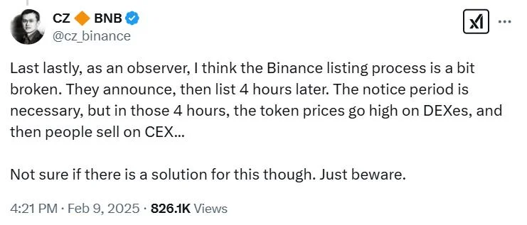 Binance co-founder clarifies token listing process amid TST controversy