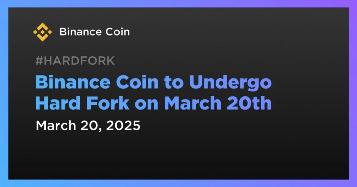 Binance Coin to Undergo Hard Fork on March 20th