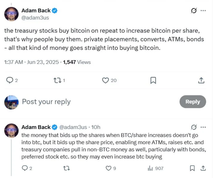 Bitcoin treasury trend is new altseason for crypto speculators: Adam Back