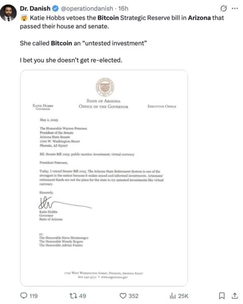  Bitcoiners blast Arizona governor’s ‘ignorance’ after Bitcoin bill veto 