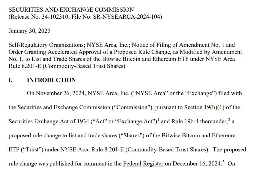 Bitwise’s Bitcoin and Ethereum ETF clears first SEC hurdle