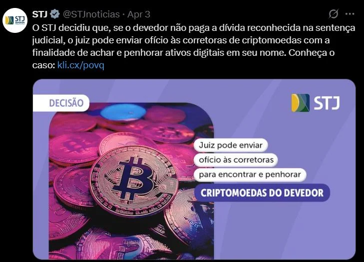 Brazilian court authorizes crypto seizure for debt collection — Report