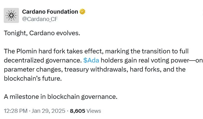 Cardano’s Plomin hard fork sets stage for full decentralized governance