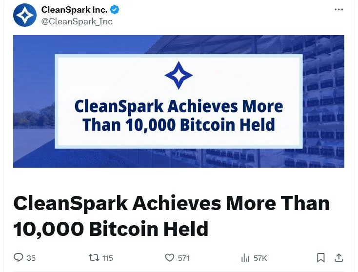 CleanSpark becomes fourth Bitcoin miner to hold 10,000 BTC