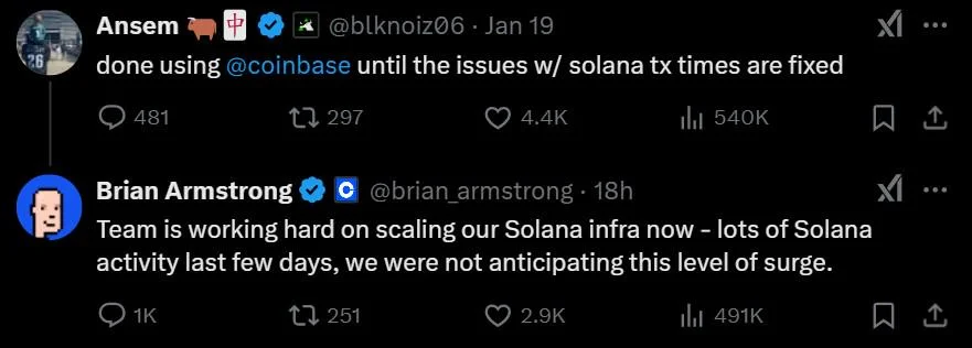 Coinbase Solana transactions delayed amid memecoin frenzy