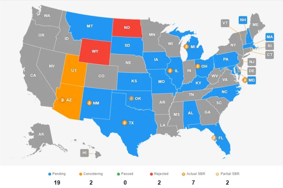 Crypto bills stack up across the US, from Bitcoin reserves to task forces