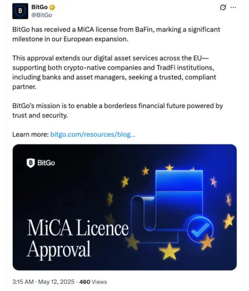 Crypto custodian BitGo secures MiCA license in Germany