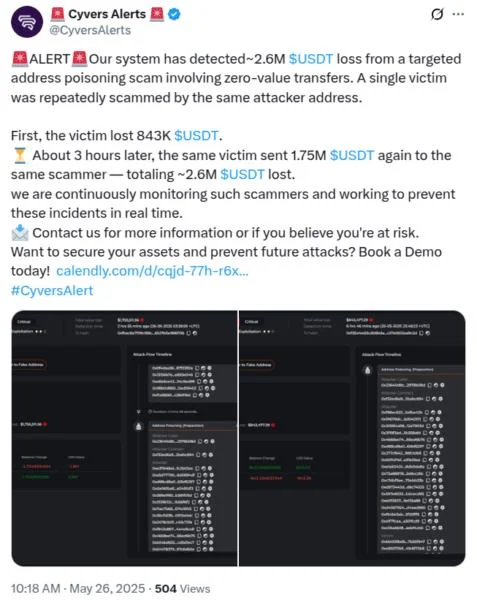 Crypto investor loses $2.6M in stablecoins in double phishing scam