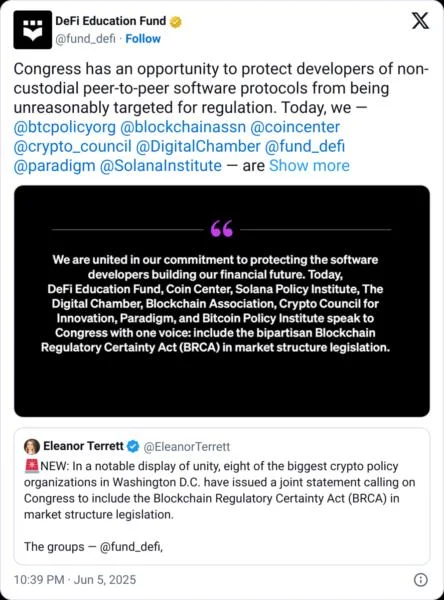 Crypto lobby wants software dev protections added to crypto bill