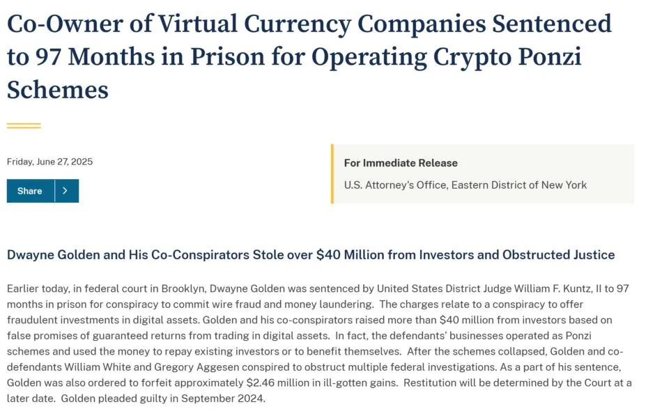 Crypto scammer gets 8 years for $40M eEmpowerCoin, ECoinPlus scams
