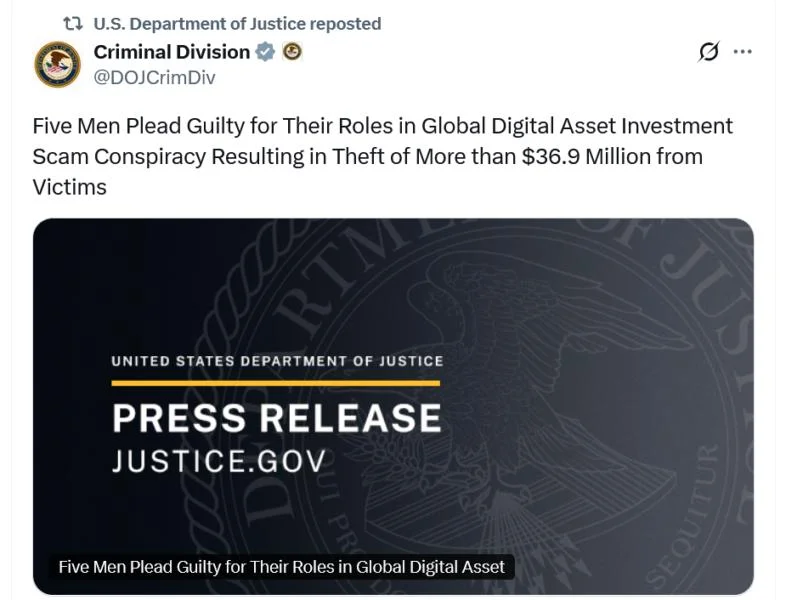 Crypto scammers plead guilty to $37M scheme targeting Americans