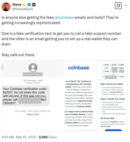 Crypto users report new scam emails spoofing Coinbase, Gemini