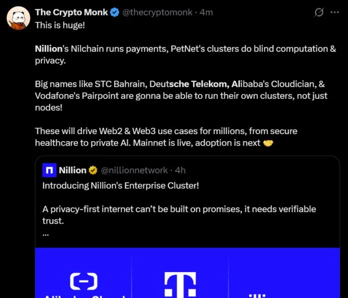 Deutsche Telekom, Alibaba Cloud, Vodafone are running nodes on Nillion