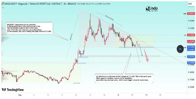 Dogecoin Price Tests Panic Zone At $0.21, Breakdown Could Lead To Price Crash