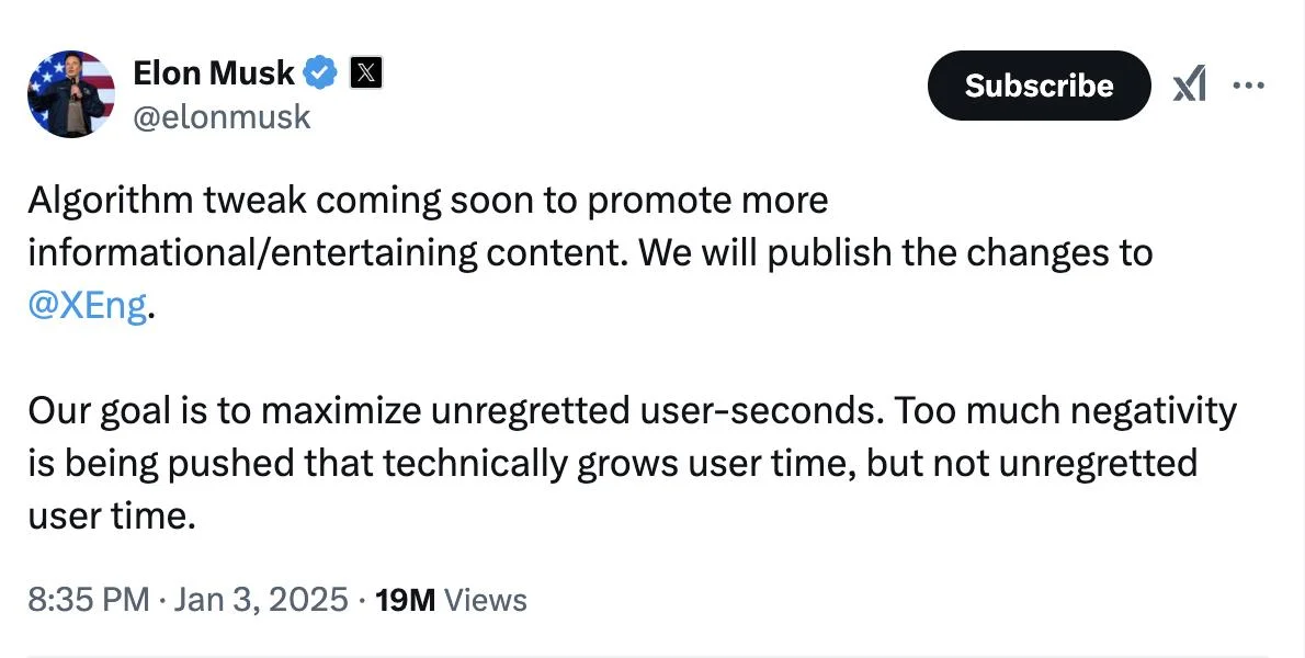 Elon Musk announces change to X algorithm, faces backlash