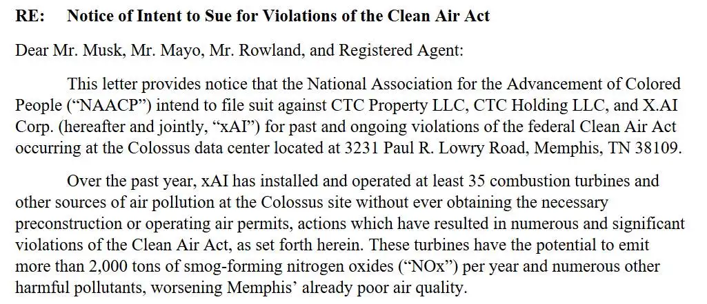 Elon Musk’s AI firm xAI faces lawsuit over data center air pollution