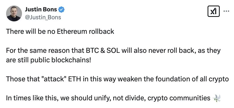 Ethereum rollback deemed 'technically intractable' amid Bybit hack pressure