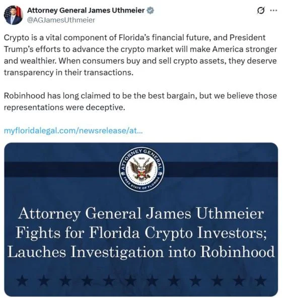 Florida probes Robinhood’s crypto trading promotion