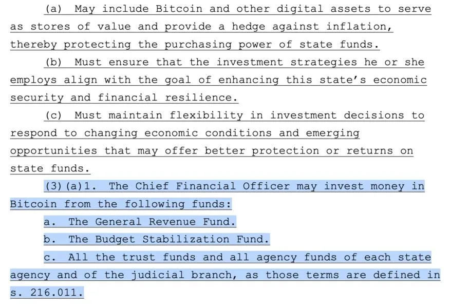 Florida Sen. Gruters proposes Bitcoin investment bill for state funds