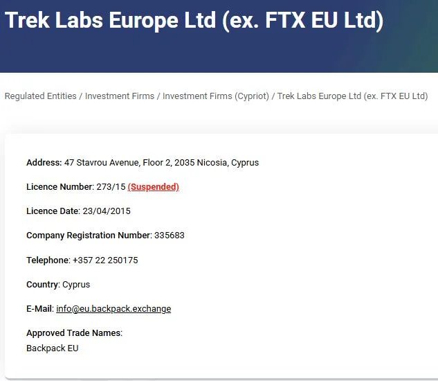 FTX EU (Now Trek Labs) Paid €200K in Latest CySEC Settlement