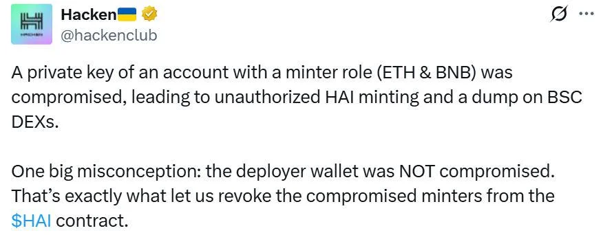 Hacken token plunges 99% after hacker mints and dumps $250K