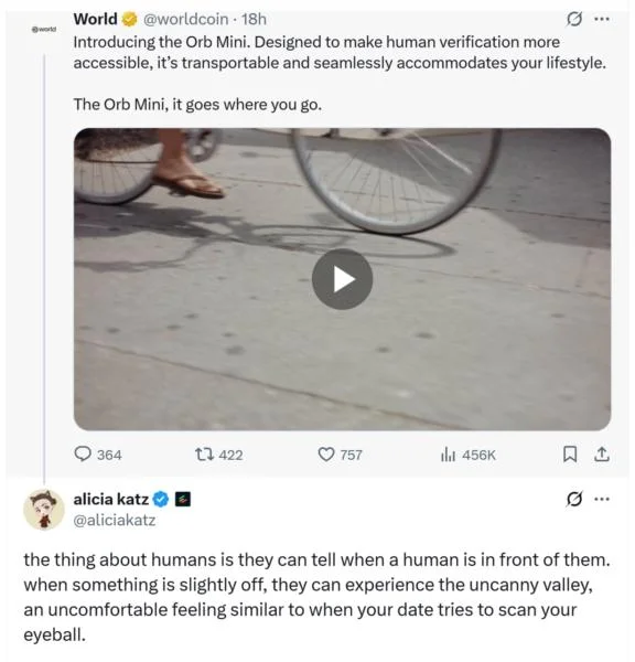 “Humans can tell when it’s a human” — Community mocks Worldcoin’s Orb Mini