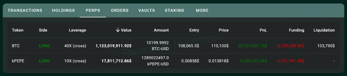 Hyperliquid sees $1.1B Bitcoin long bet opened at 40x leverage