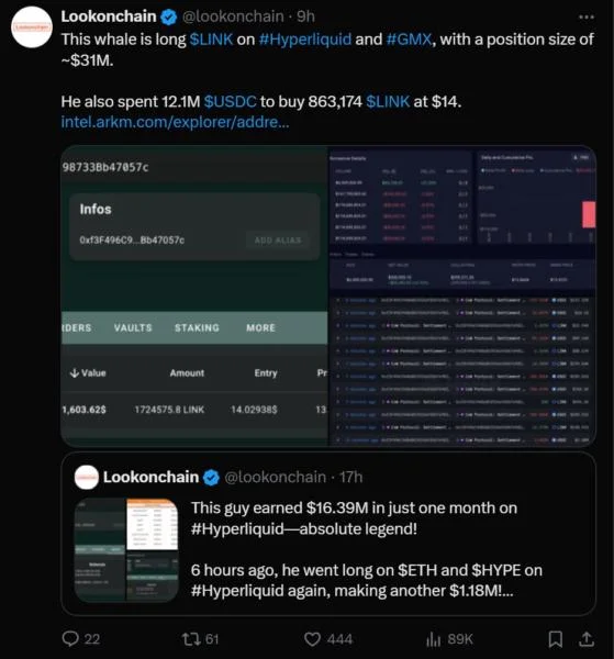 Hyperliquid’s mystery 50x ETH whale is now betting on LINK