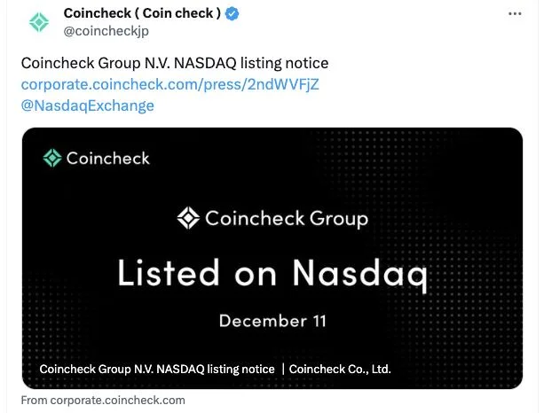  Japanese crypto exchange Coincheck to debut Nasdaq trading 