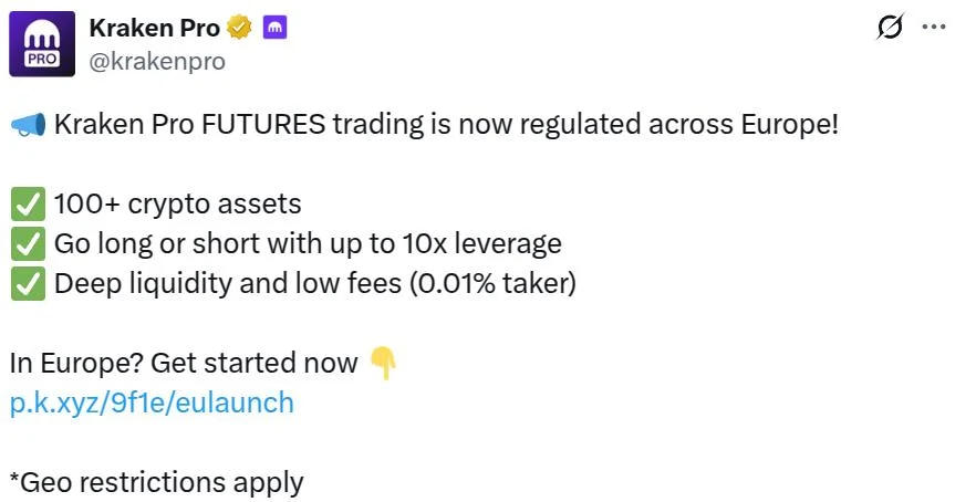 Kraken expands in Europe with regulated crypto derivatives