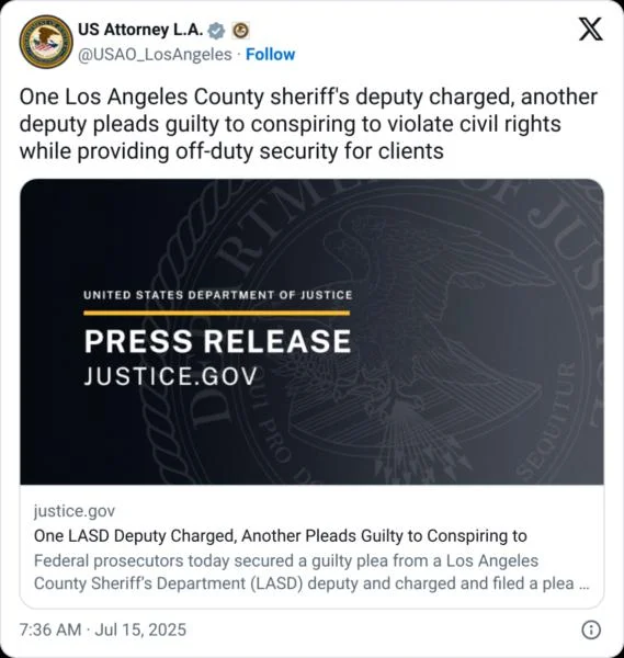 LA sheriff deputies admit to helping crypto ‘Godfather’ extort victims