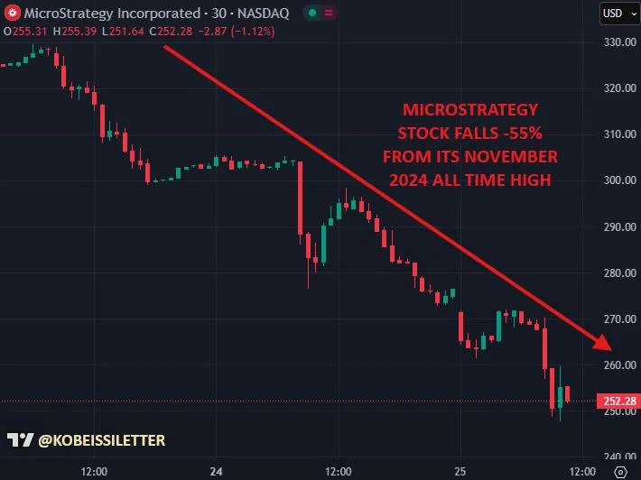 Leveraged MicroStrategy ETF down 81% since November